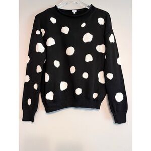 Bela NYC Black White Polka Dot Merino Wool Blend Sweater Size Small